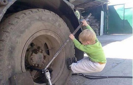 baby mechanic mechanics america truck child kid
